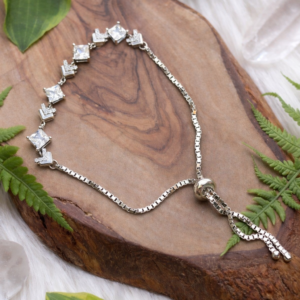 Square Cut Silver Adjustable Bracelet