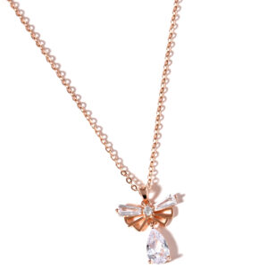 Bow Rose Gold Crystal Pendant
