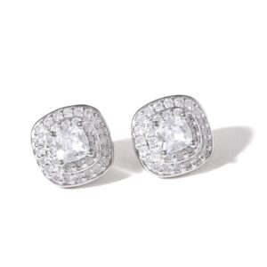 Diamond Cushion Halo Earrings