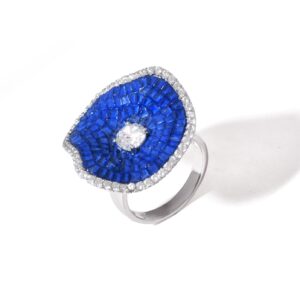 Contemporary Blue Flower Ring