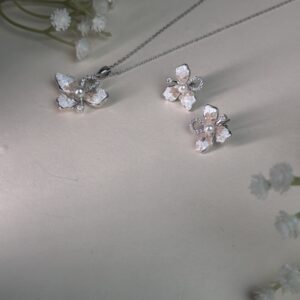 Sterling Silver Floral Pendant Earrings Set
