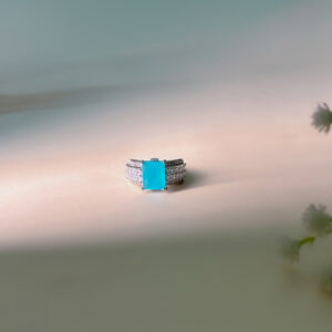 Silver Aqua Prism Statement Ring