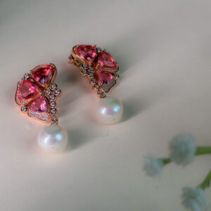 Blush Bloom Semi Precious Stone Pearl Drop Earrings