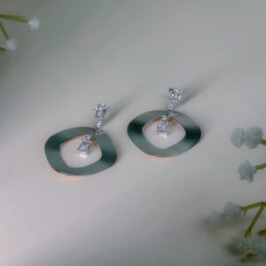 Sterling Silver Geometric Frame Drop Earrings