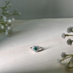 Emerald Heart Halo Ring