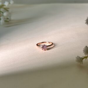 Pink Floral Solitaire Ring