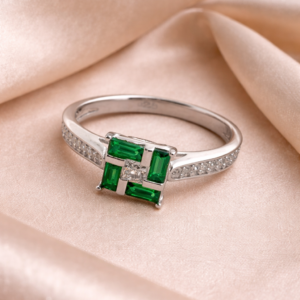 Evergreen Emerald Silver Ring