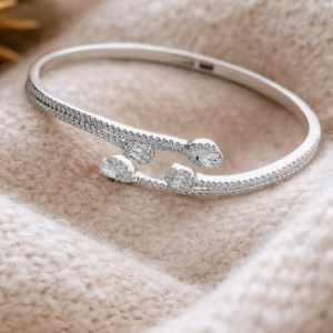 Petal Whisper Minimal Silver Open Cuff Bracelet