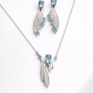 Blue Leaf Jewellery Set