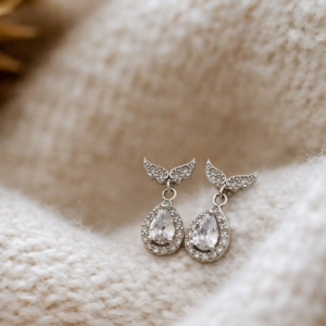 Angel Wings Silver Drop Earrings