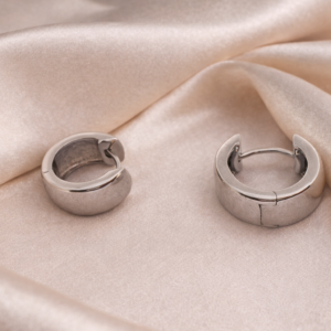 Modern Glossy Silver Hoop Earrings